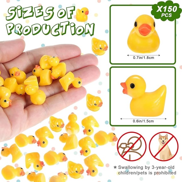 200 Pieces Mini Resin Ducks Yellow Tiny Duckie, baby shower - Picture 3 of 5